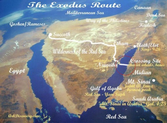 Peta lokasi Nabi Musa bersama para kaumnya menyebrangi laut Merah